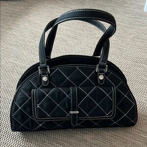 Vera Bradley Black Domed Satchel with blue stitching